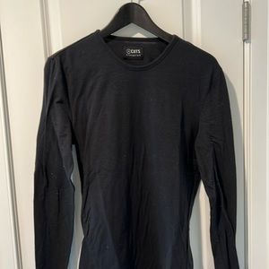 Cuts Elongated Black Stretchy Longsleeve Shirt